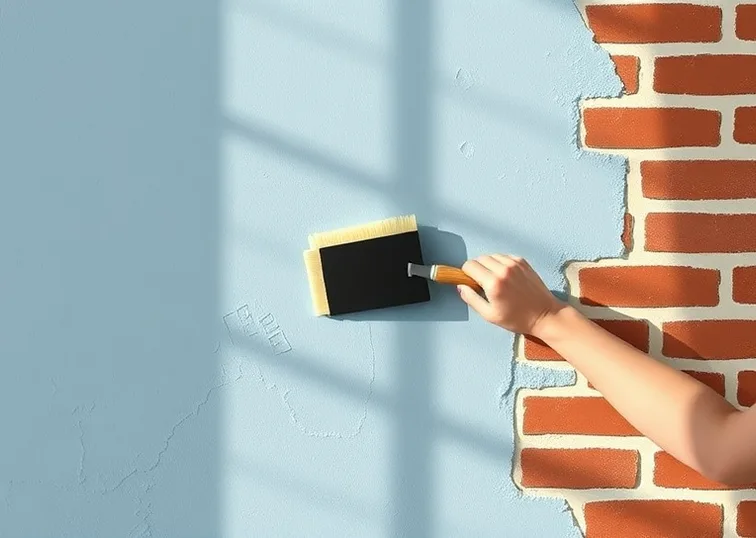 Application d'un enduit décoratif à la lisseuse sur un mur
