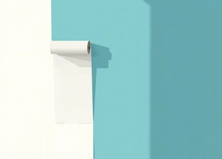 Pose de papier peint, rouleau et brosse à maroufler